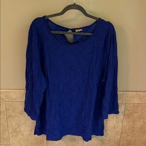 Chico's Blue Relaxed Cut Out Blouse Size 3